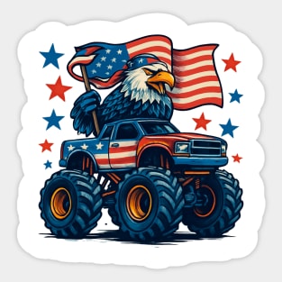 Monster truck usa independence day celebration july 4th Sticker